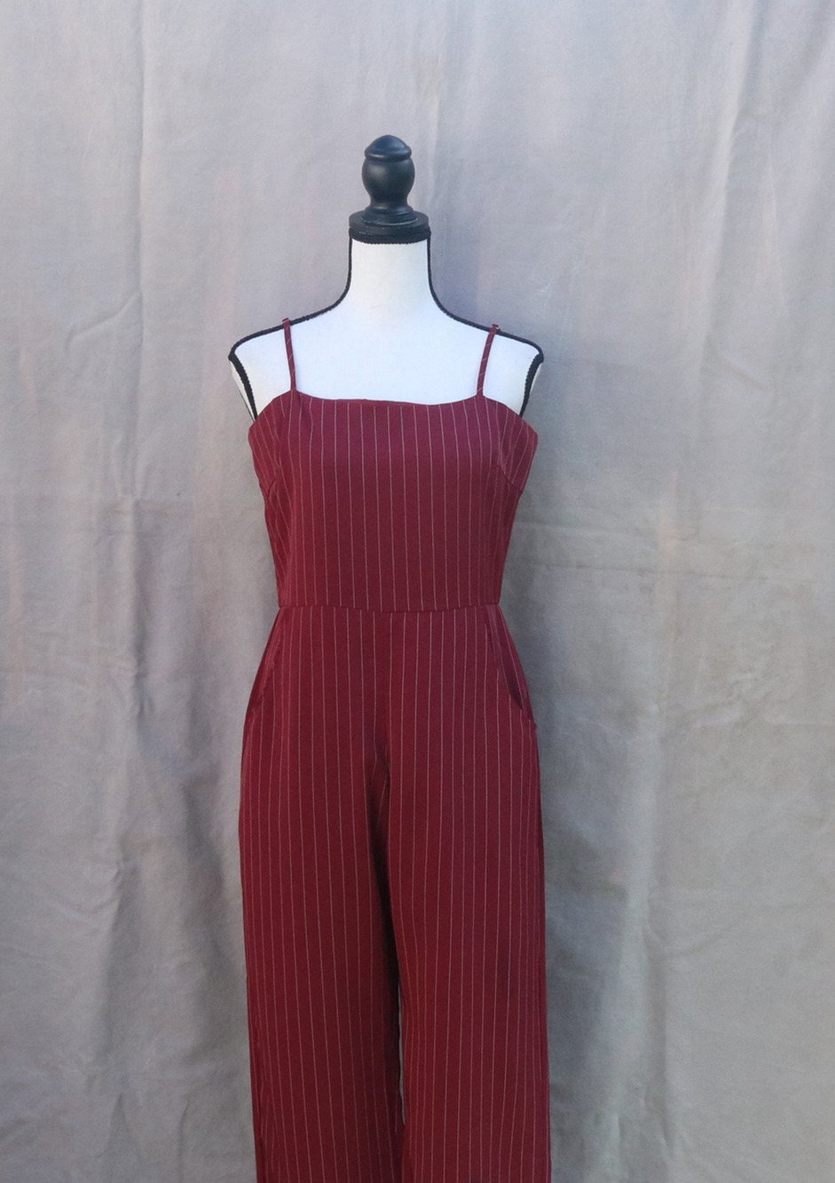 Honey Punch Large Spaghetti Strap Pinstriped Jumpsuit